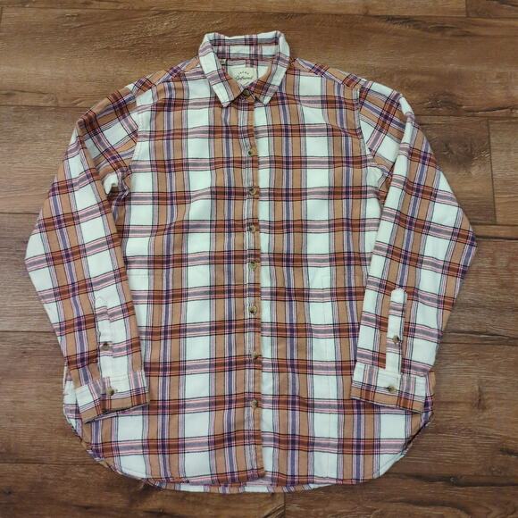 Jachs Girlfriend Women's Large Flannel Shirt Plaid Long Sleeve Button Up Shirt - Picture 1 of 7